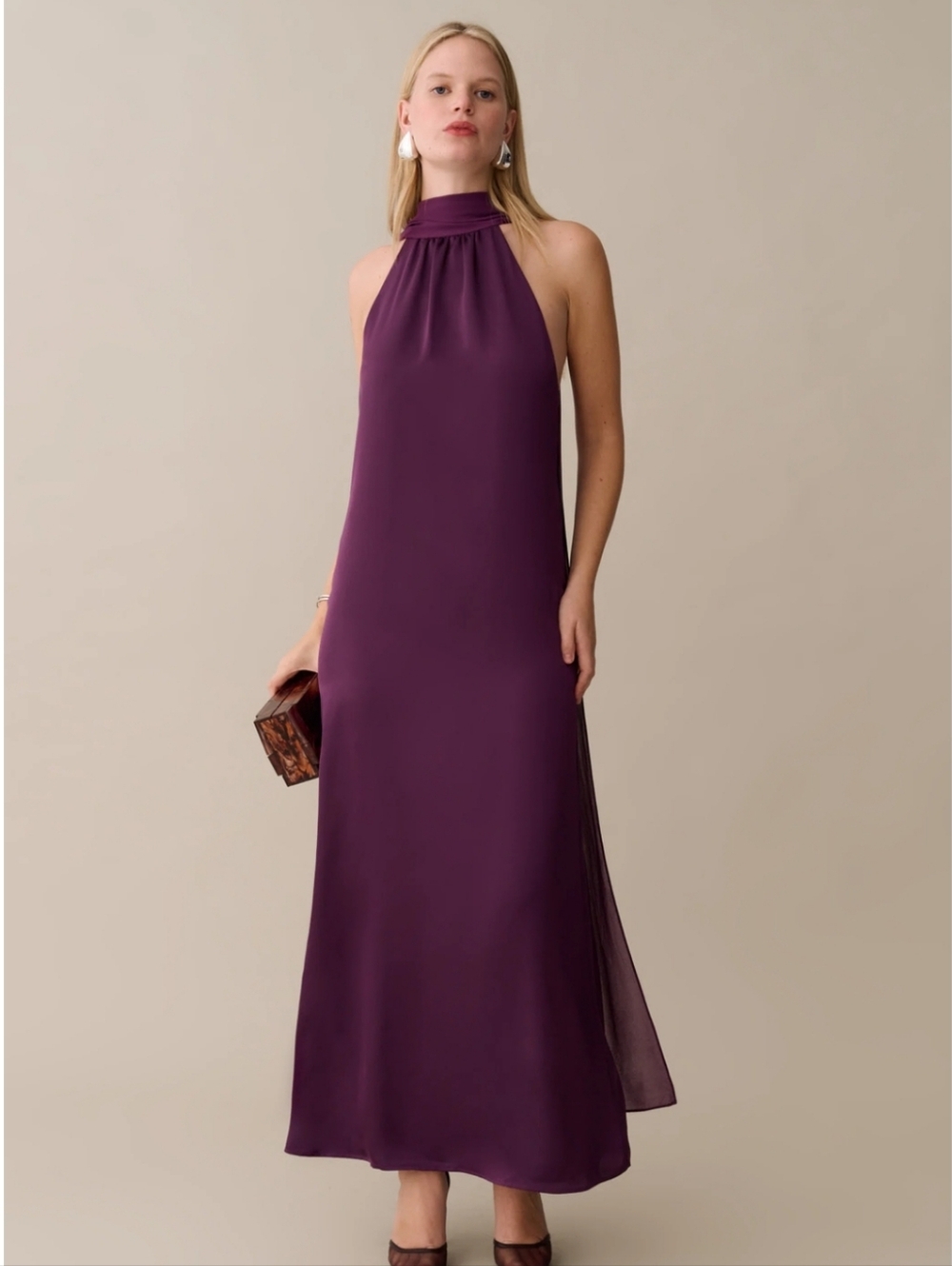 o.p.t  Anthropologie Alessia Silky Maxi Dress New Medium Grape Purple